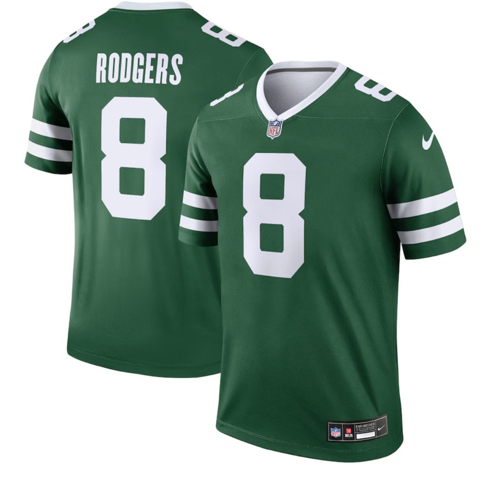 Men's New York Jets Aaron Rodgers Nike Legacy Green Legend Player Jersey